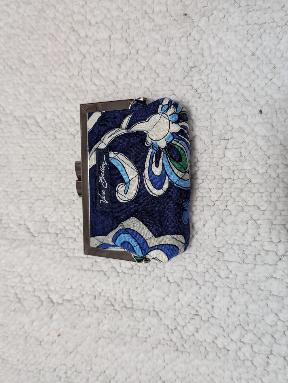 Vera Bradley Navy Blue Floral Quilted Frame Coin Purse Mediterranean